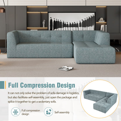 Modular Combination Living Room Sofa Set, Modern Minimalist Sofa, Living Room Upholstered Sofa Bed, Bedroom, 2 Pieces Computer Free Combination, L - Shaped - Light Gray