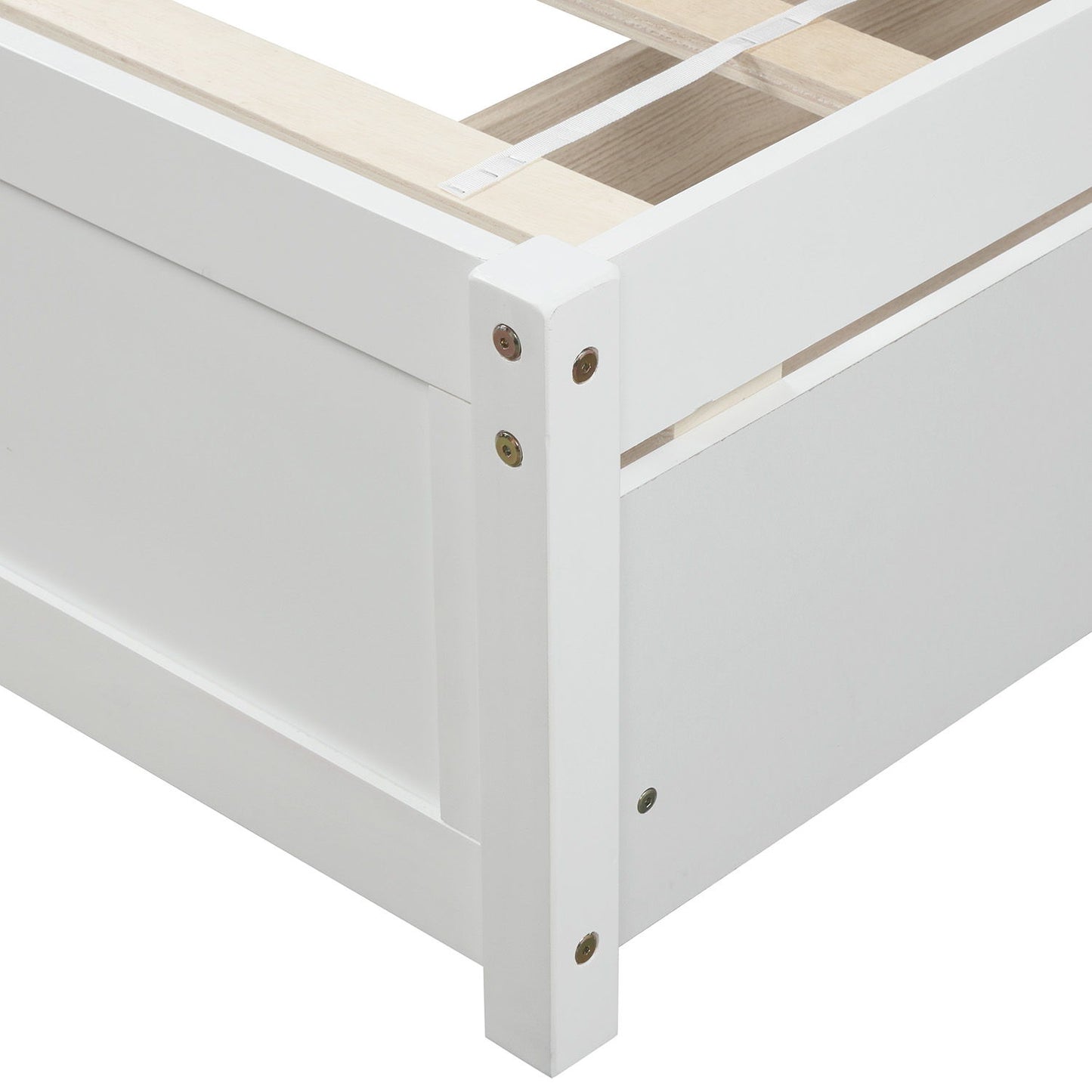 Twin Platform Storage Bed Frame With Two Drawers And Headboard - White