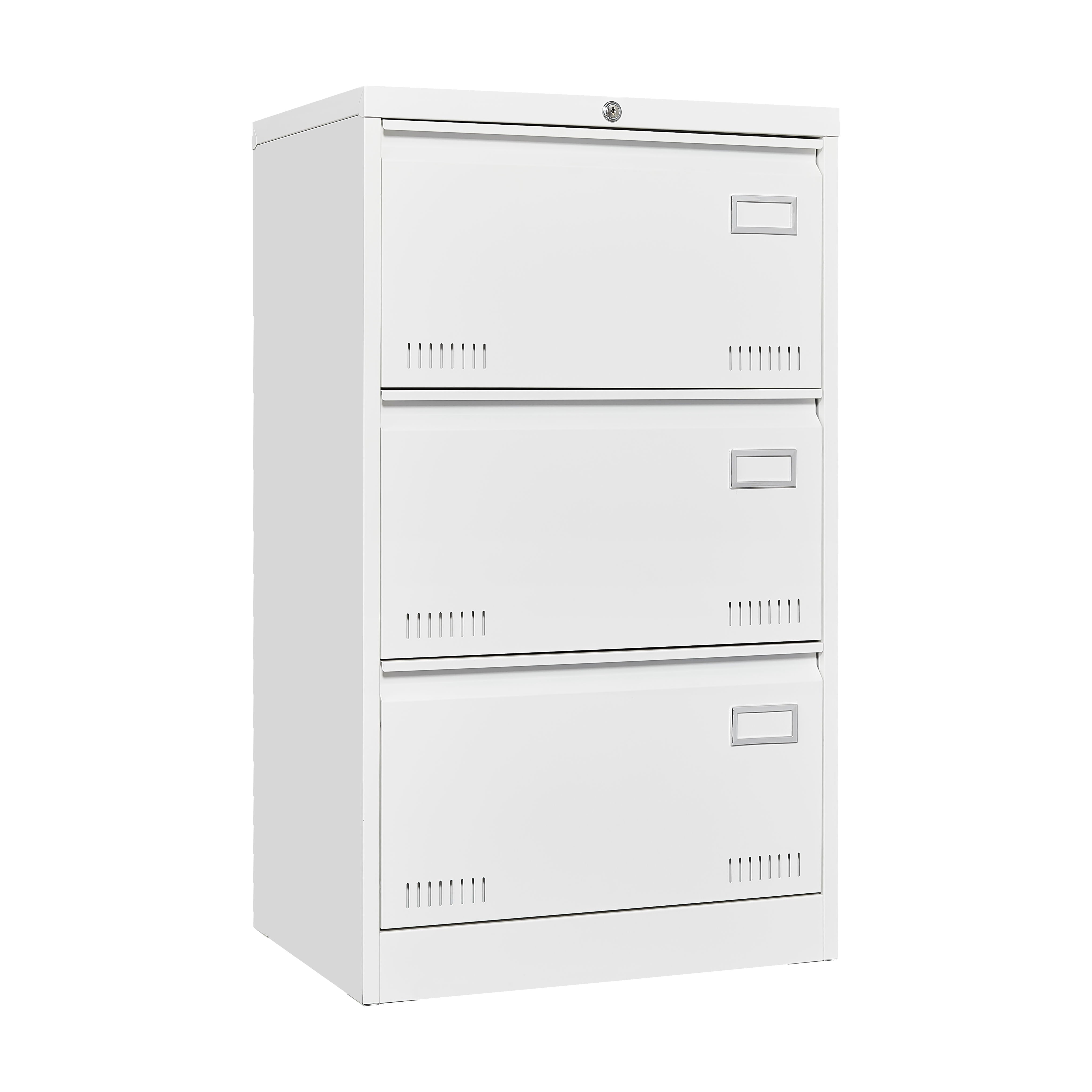 Filing Cabinet Lateral File Cabinet With Lock, 3 Drawer - White