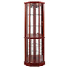 6 Shelf Lighted Corner Curio Cabinet With Adjustable Tempered Glass Shelves And Mirror Back (E26 Light Bulb Not Included) - Cherry