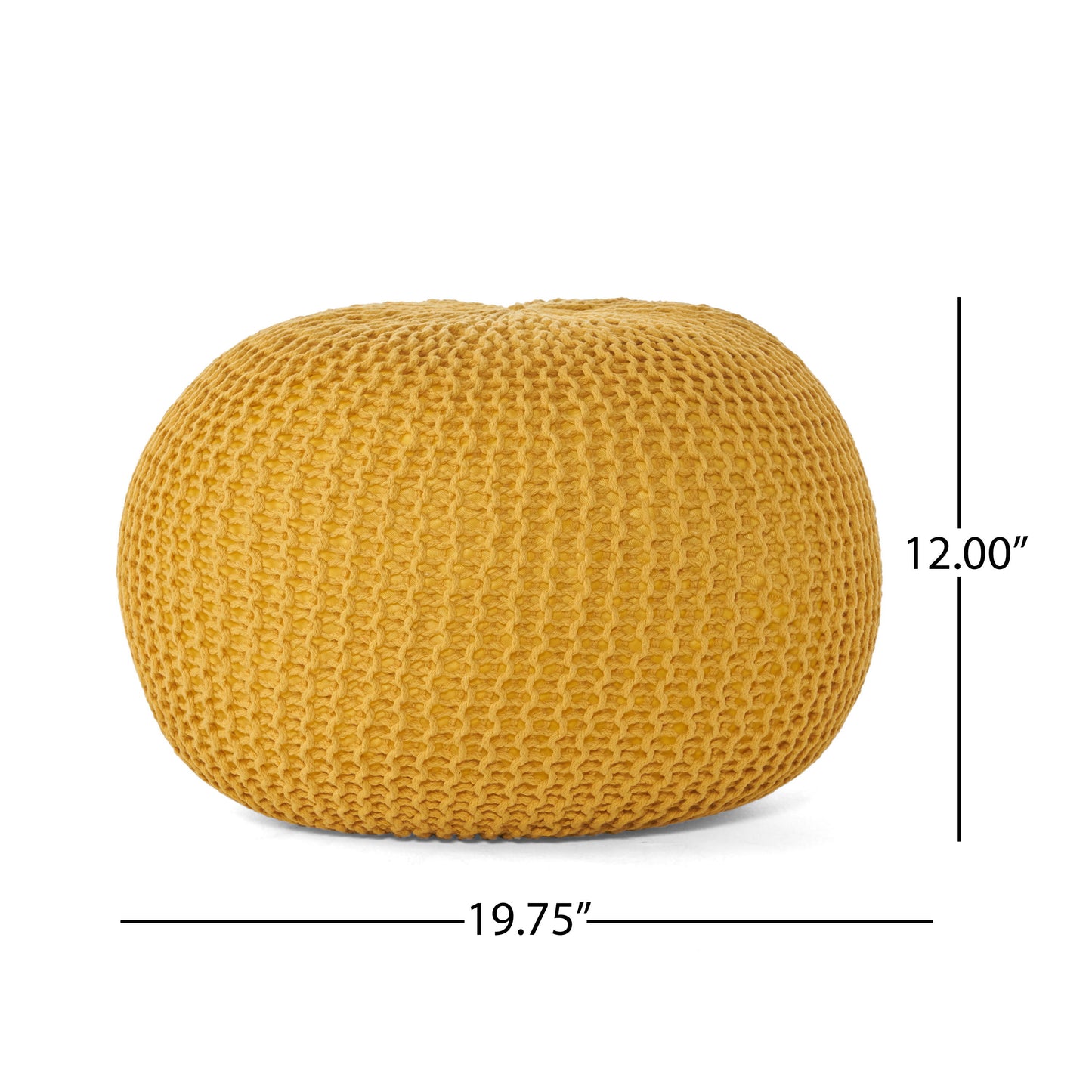 Bordeaux - Knitted Cotton Round Pouf Versatile Ottoman And Floor Cushionf - Yellow