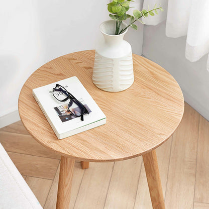 Round Small End Table, Side Table For Bedroom & Balcony - Natural