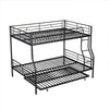 Full Long Over Queen Metal Bunk Bed With Trundle - Black