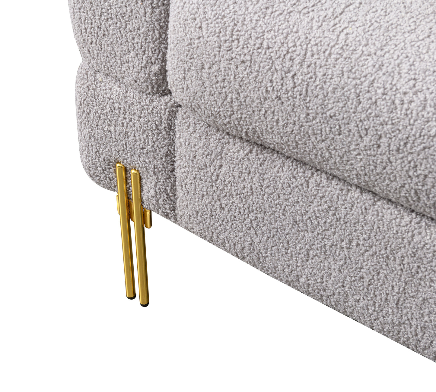 Luxurious And Comfortable Upholstered Sofa With Golden Legs And Pillows For Living Room And Reception Area - Gray