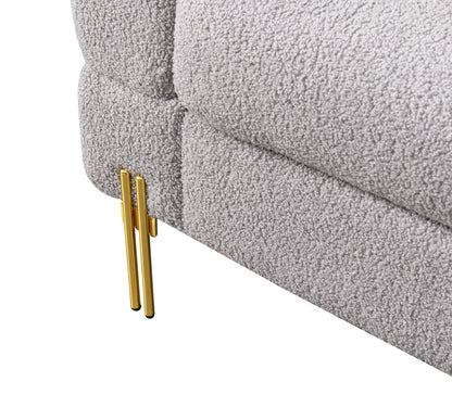 Luxurious And Comfortable Upholstered Sofa With Golden Legs And Pillows For Living Room And Reception Area - Gray