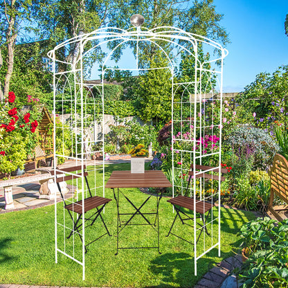 Metal Garden Arch Iron Garden Arbors Gazebo Dia High Birdcage Shape Pergola Pavilion For Wedding Ceremony - Cream White