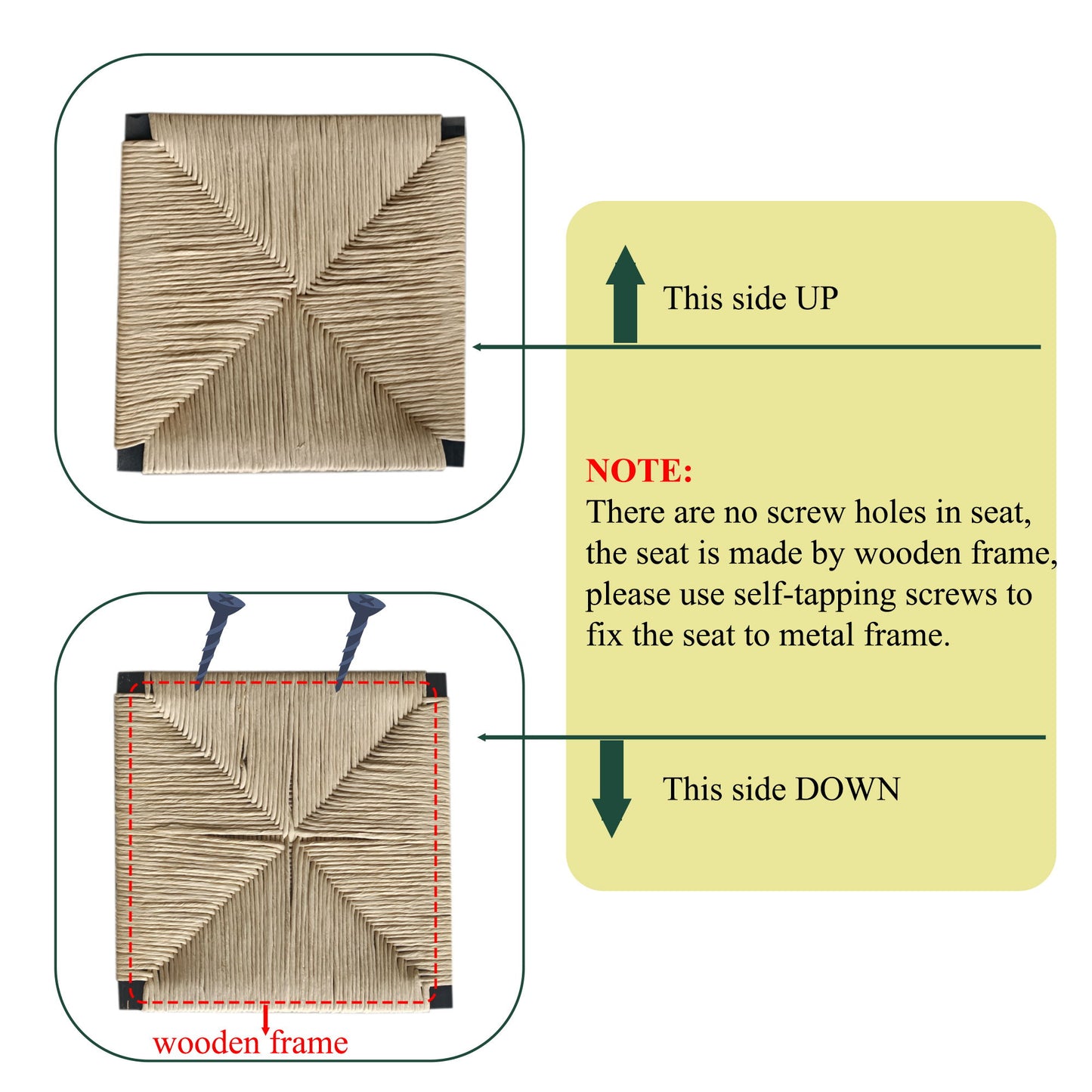 Bar Stools (Set of 2) Paper Rope Weave Dining Chairs With Back Hand Weave Stools For Kichen Island, Bar & Counter - Honey