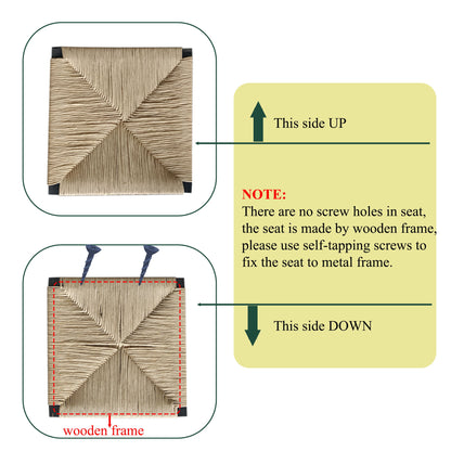Bar Stools (Set of 2) Paper Rope Weave Dining Chairs With Back Hand Weave Stools For Kichen Island, Bar & Counter - Honey