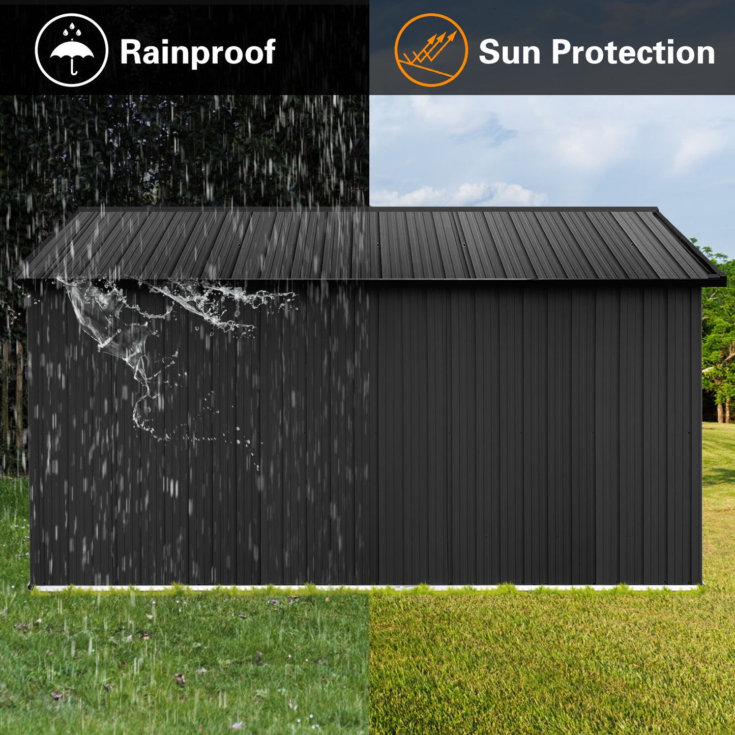 10'x12' Garden Sheds Outdoor Storage Sheds With Window - Black