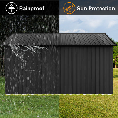 10'x12' Garden Sheds Outdoor Storage Sheds With Window - Black