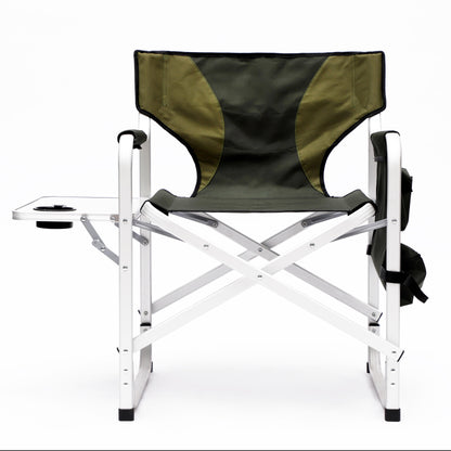 Padded Folding Outdoor Chair With Side Table And Storage Pockets, Lightweight Oversized Directors Chair For Indoor, Outdoor Camping, Picnics And Fishing (Set of 2) - Green
