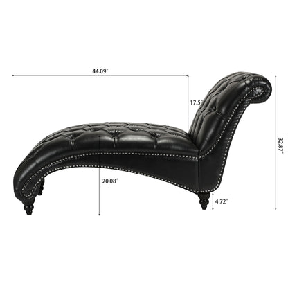 Tufted Armless Chaise Lounge - Black