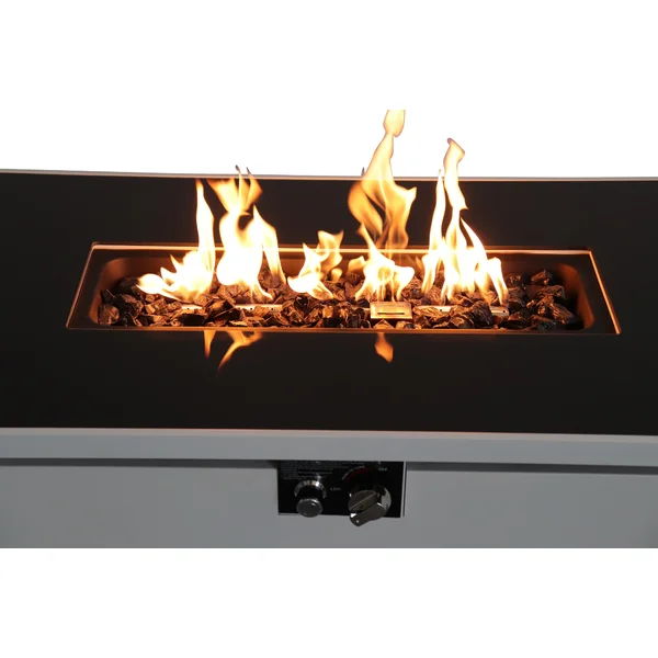 Rectangular Fire Pit With Frame - White