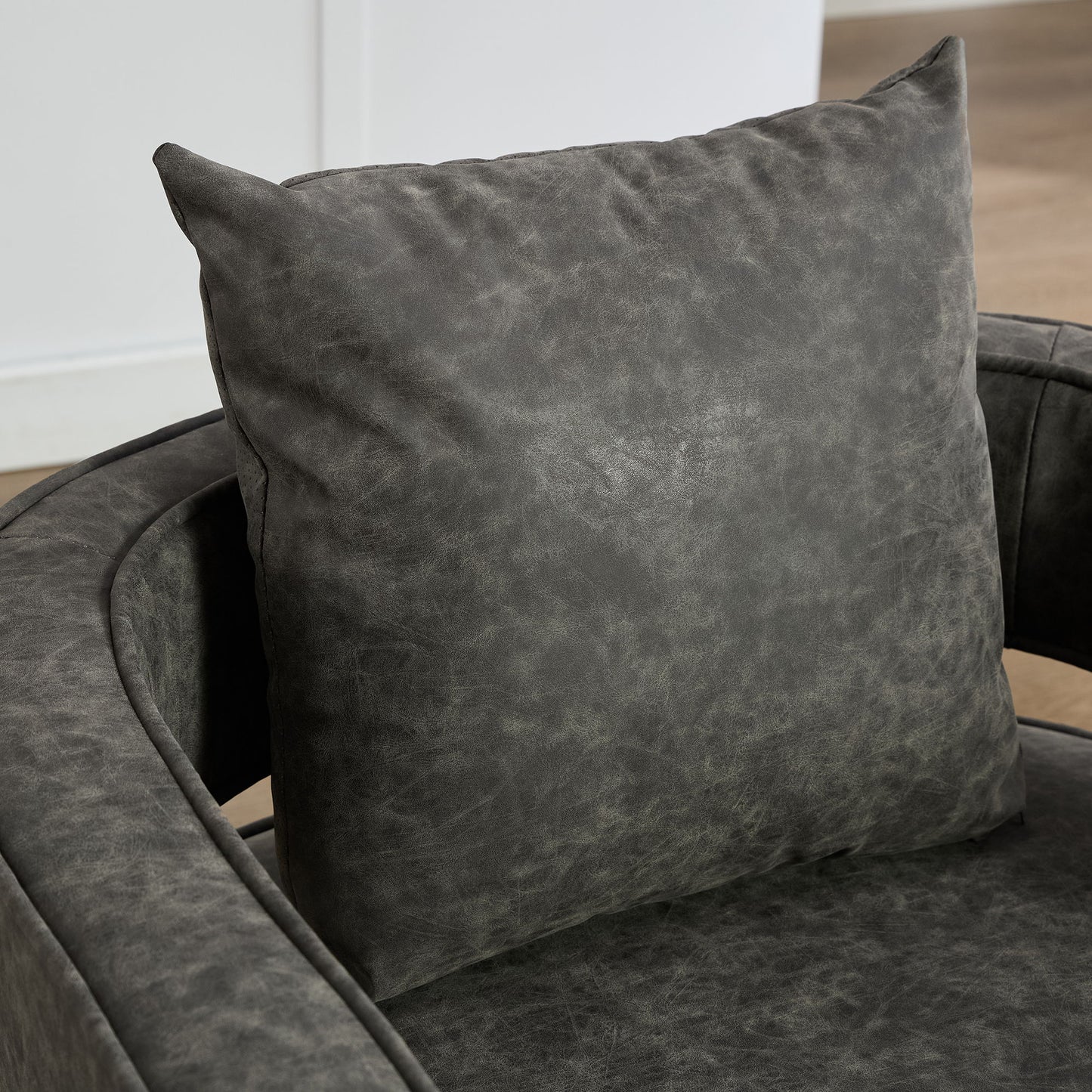 Swivel Accent Open Back Barrel Chair Modern Comfy Sofa Chair With Weathered Base For Living Room, Club Chair Leisure Arm Chair For Lounge - Gray