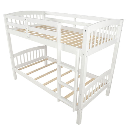 Twin Over Twin Bunk Bed & Ladder - White