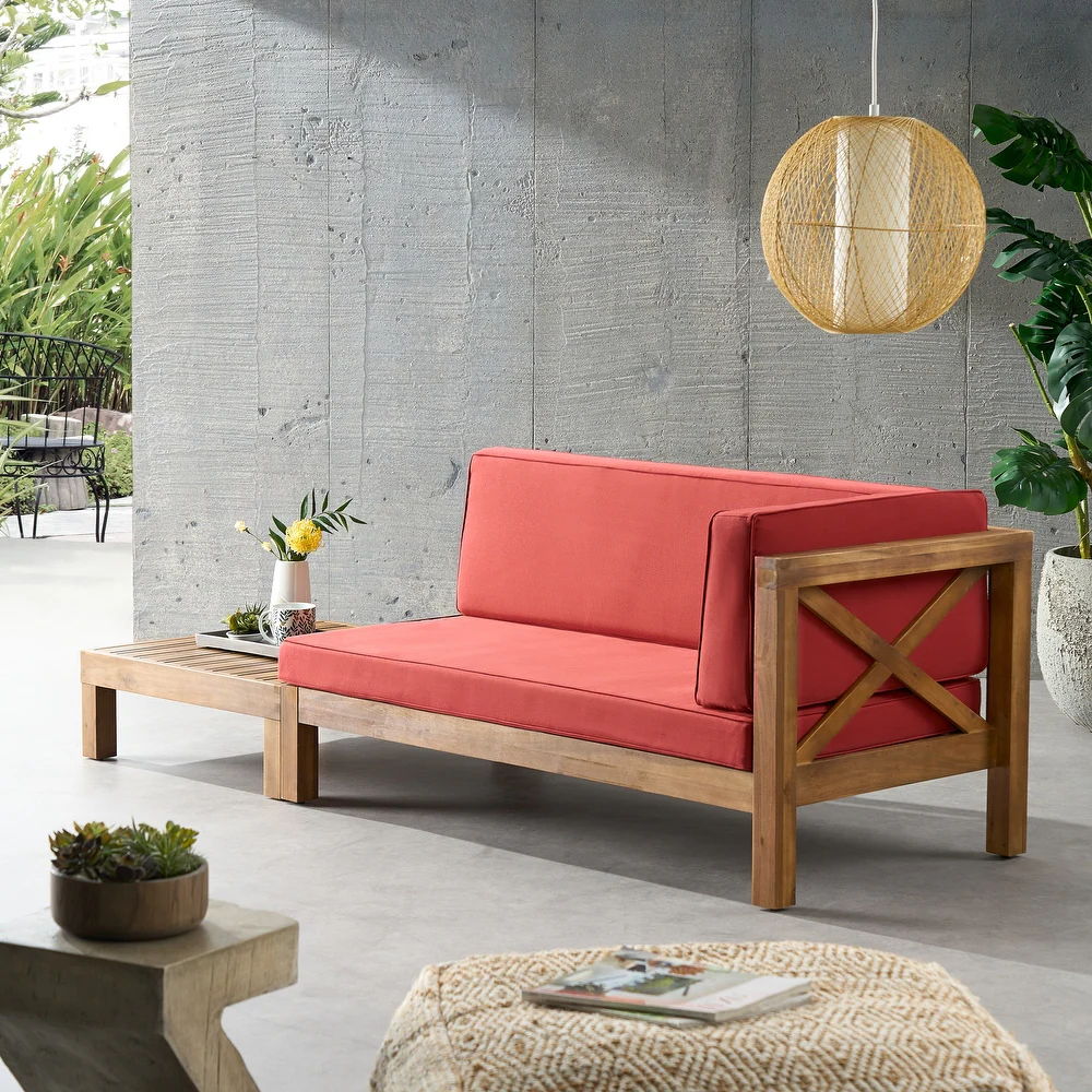 Brava - X Back Corner Bench R With Coffee Table - Red