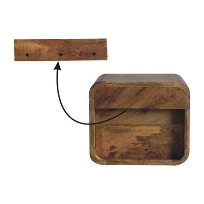 Extra Mini Wall Mounted Curved Nightstand With Open Slot - Brown