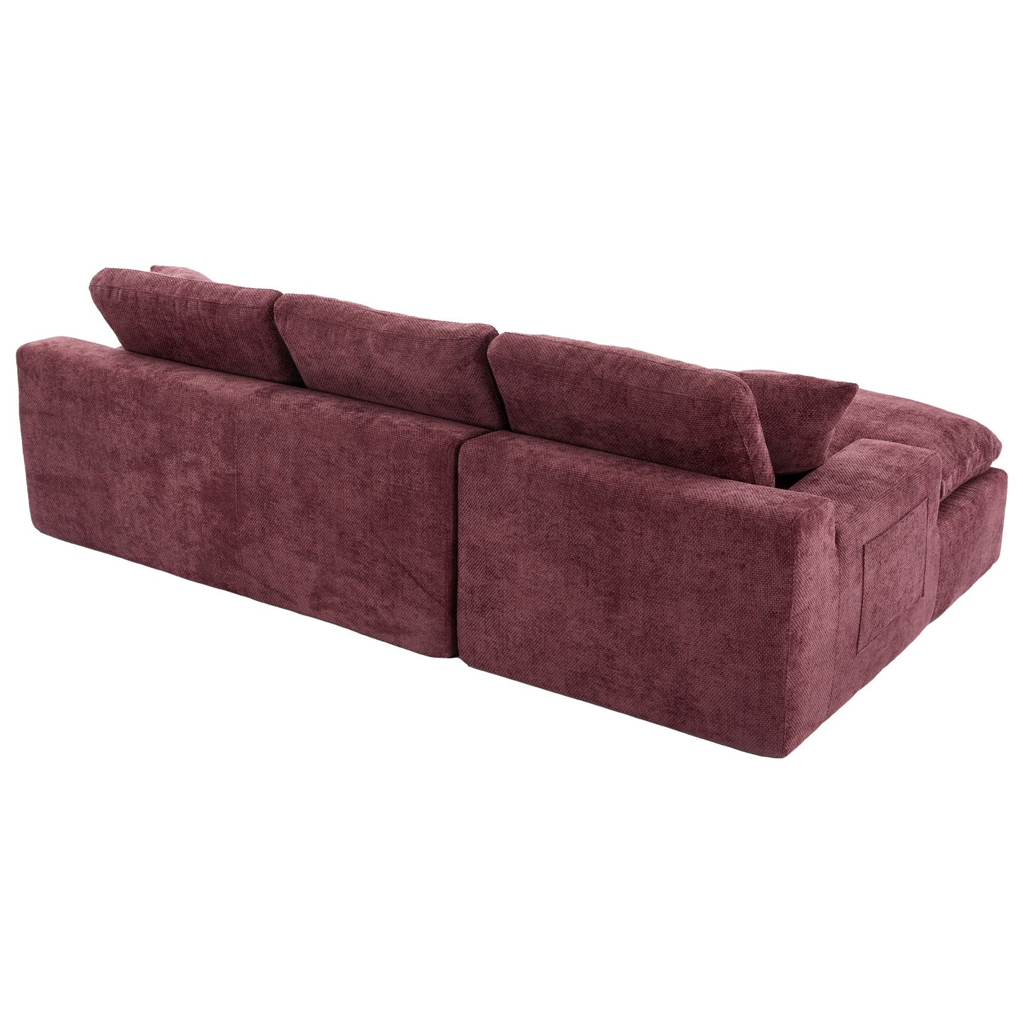 Cloud Sectional Sofa Upholstered Sofa Couch With Double-Layer Cushion And Side Pockets - Red