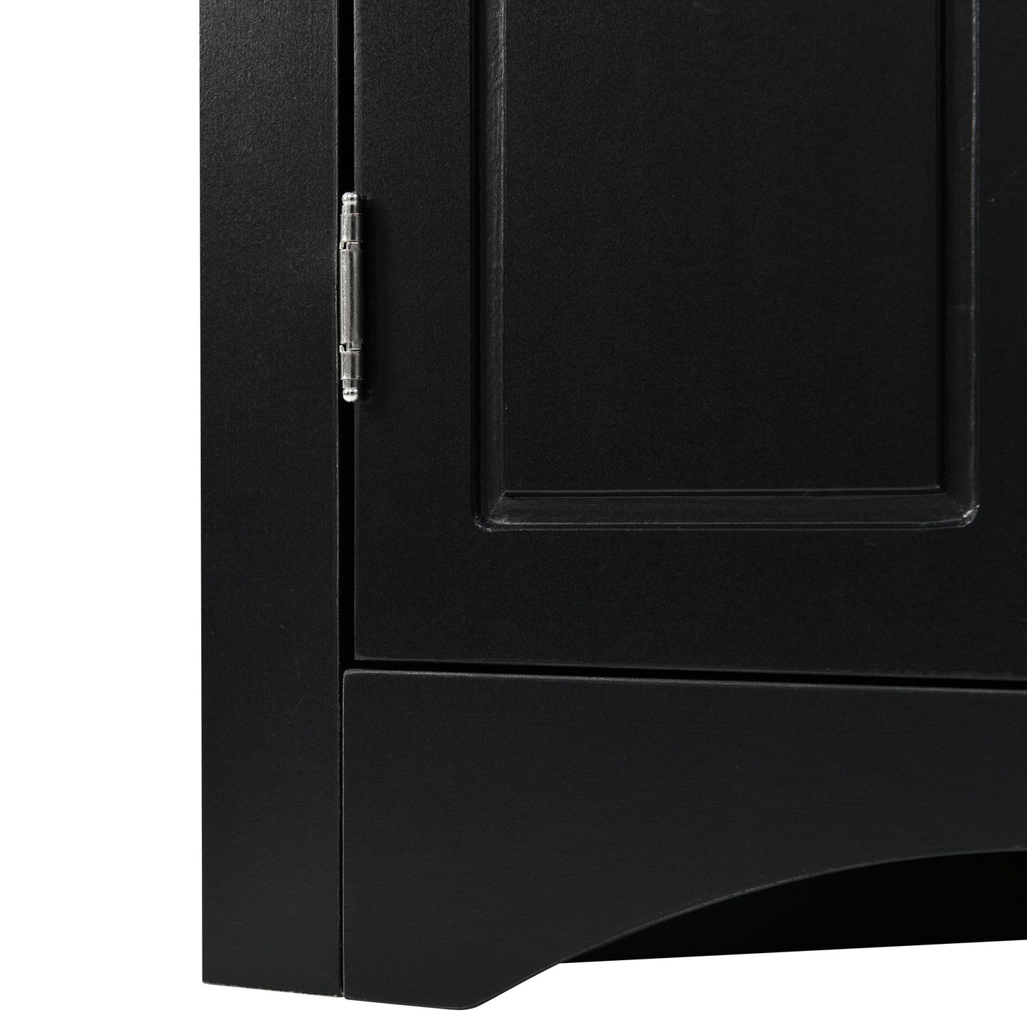 Triangle Bathroom Storage Cabinet With Adjustable Shelves, Freestanding Floor Cabinet For Home Kitchen - Black