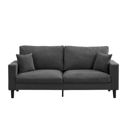 Modern Upholstered 2 Piece Sofa Set, Comfy Corduroy Living Room Furniture - Dark Gray