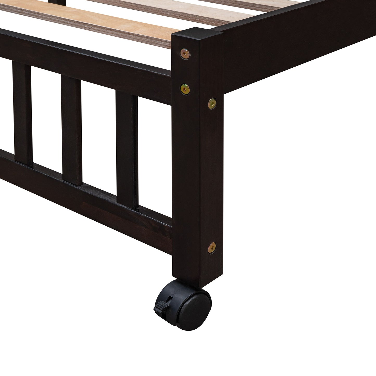 Twin Over Full Bunk Bed With 6 Drawers And Flexible Shelves, Bottom Bed With Wheels - Espresso