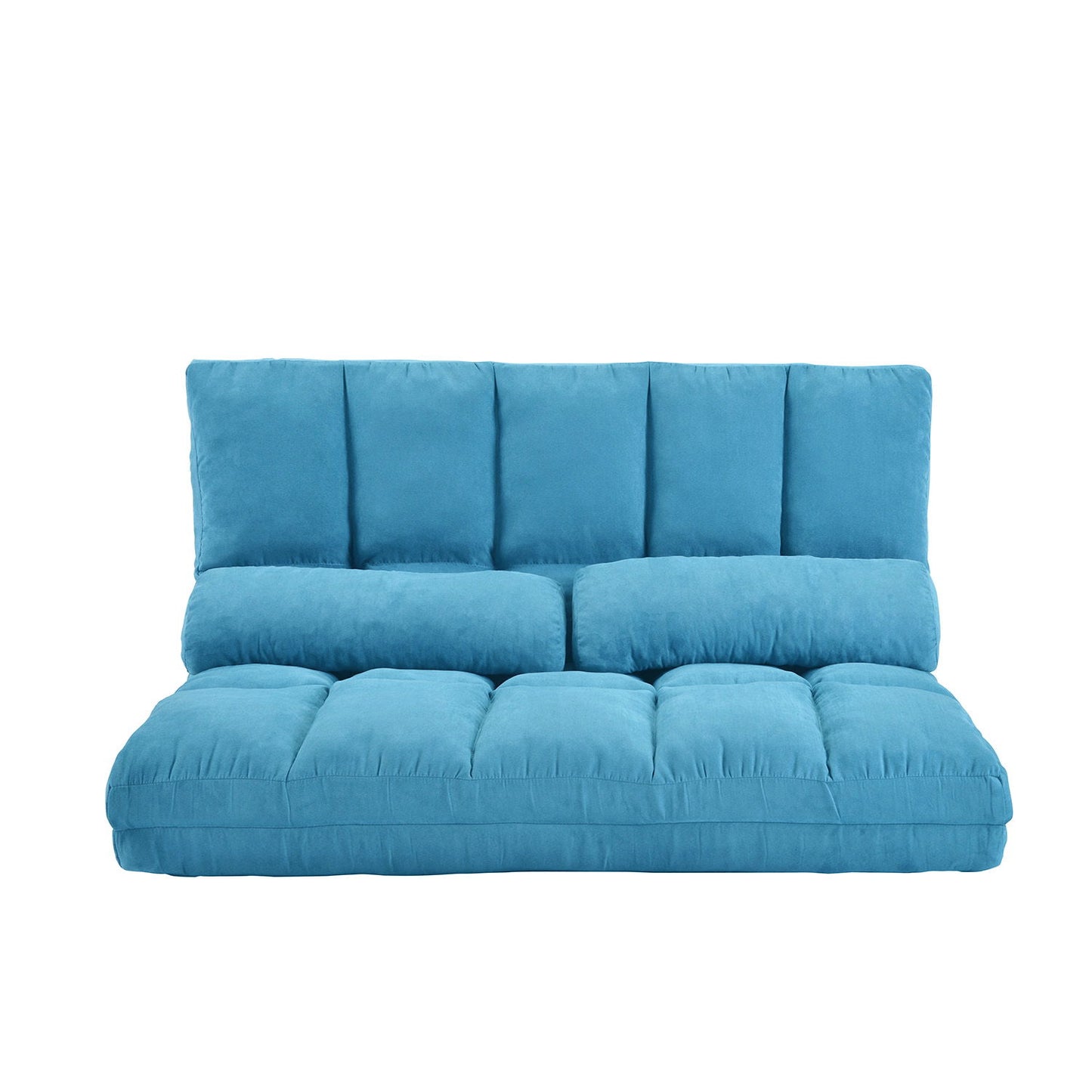Double Chaise Lounge Sofa Floor Couch And Sofa With Two Pillows - Blue