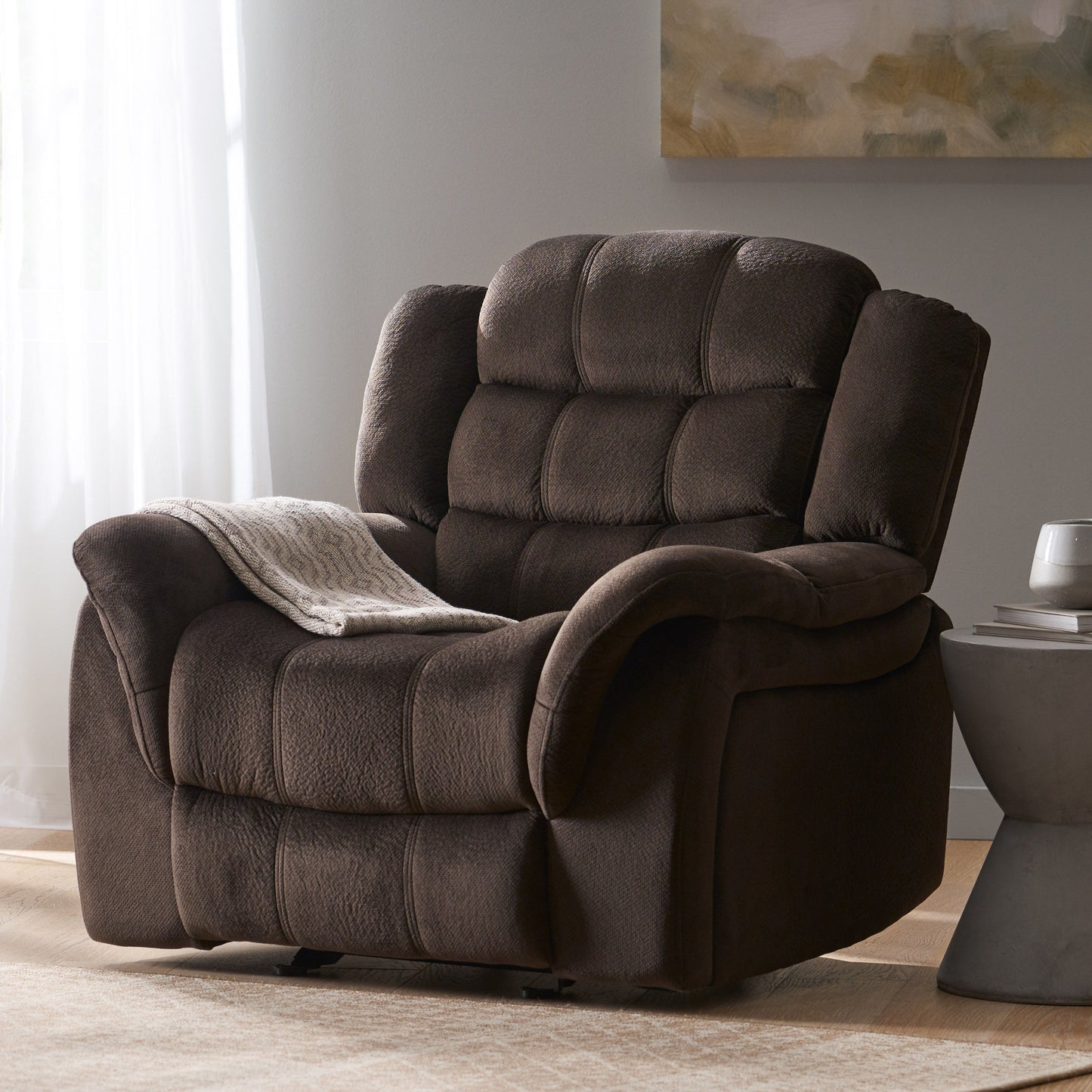 Classic Design, Plush, Glider Recliner - Brown