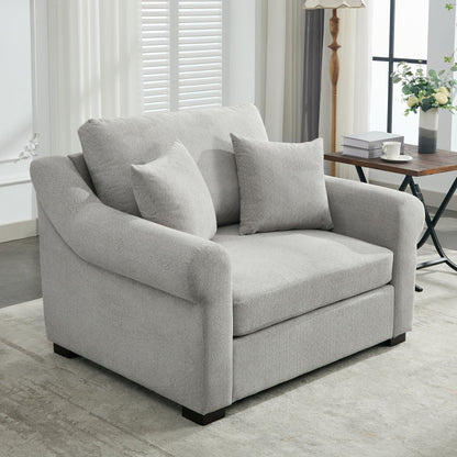 Modern Chenille Oversized Armchair, Chair And A Half, Single Sofa For Bedroom, Living Room, Wide - Light Gray