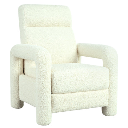 Push Back Recliner Armchair Upholstered Single Sofa With Adjustable Backrest For Living Room - Beige