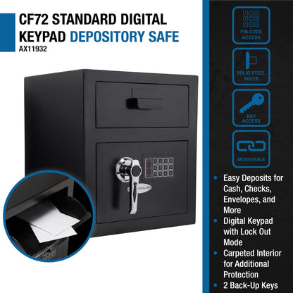 0 72 Cu Ft Keypad Depository Safe - Black