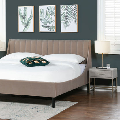 Aspen - King Vertical Tufted Headboard Platform Bed Set - Mink Beige