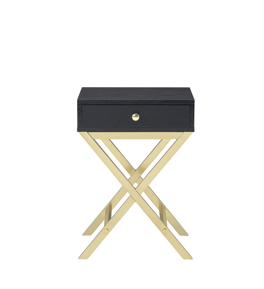 Coleen - Accent Table - Black / Brass