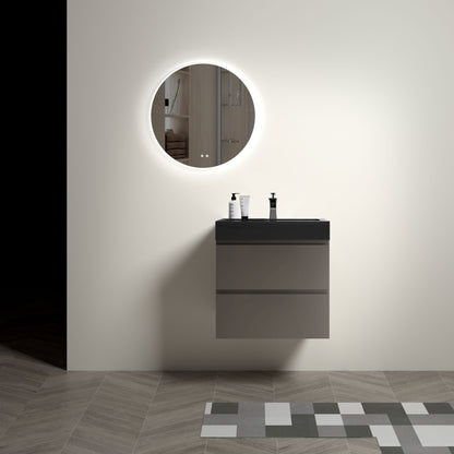 Alice - 24" Bathroom Vanity With Sink, Large Storage Wall Mounted Floating Bathroom Vanity For Modern Bathroom, One-Piece Black Sink Basin Without Drain And Faucet - Black / Gray
