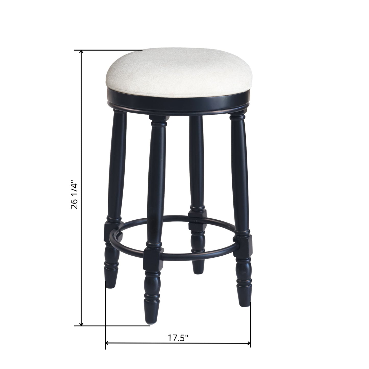 360ÔøΩÔøΩ Swivel Wooden Barstools, 26" Counter Height (Set of 2) With Fabric Upholstered Seat - Black