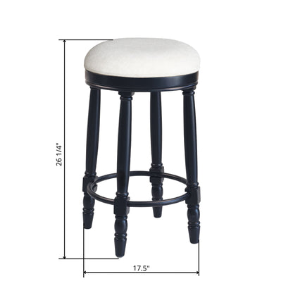 360ÔøΩÔøΩ Swivel Wooden Barstools, 26" Counter Height (Set of 2) With Fabric Upholstered Seat - Black