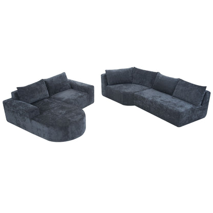 Oversized Modular Sofa Cloud Sectional Sofa Set Upholstered Couches U - Shaped Sofa With Deep Seat For Living Room - Gray