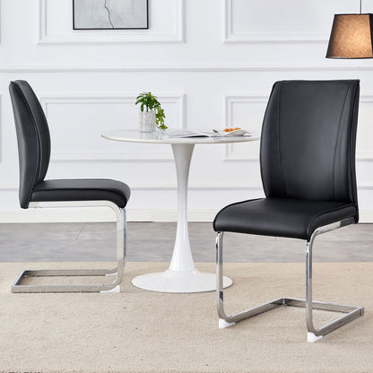 Luxurious And Minimalist Chair Covers, 2 High Elasticity Dining Chairs Metal Arched Legs - Black / Silver