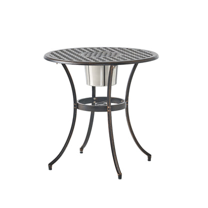 3 Piece Outdoor Aluminium Cast Bistro Set With Ice Bucket - Copper