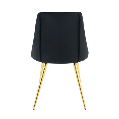 Modern Simple Velvet Dining Chair Set With Gold Metal Legs (Set of 4) - Black