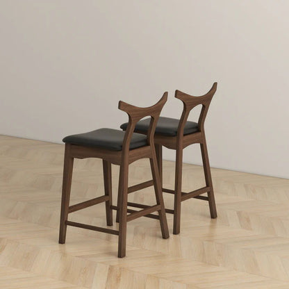 Hester - Upholstered Square Bar Chair (Set of 2) - Black / Brown