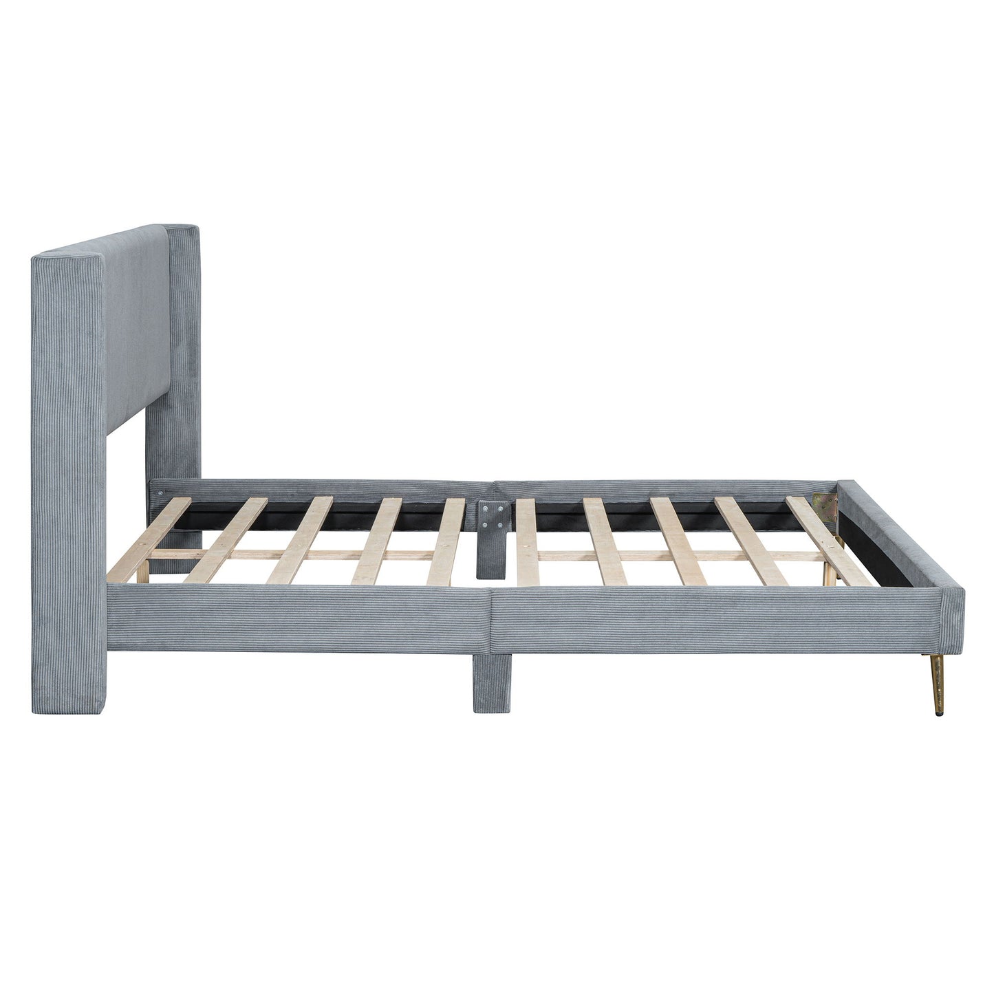 Queen Size Platform Contemporary Bed With Legs - Gray