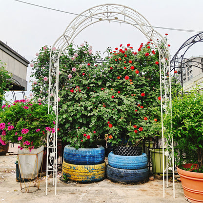 Metal Garden Arch Assemble Freely With 8 Styles Garden Arbor Trellis Climbing Plants Support Rose Arch Outdoor Arch Wedding Arch Party Events Archway - Cream White