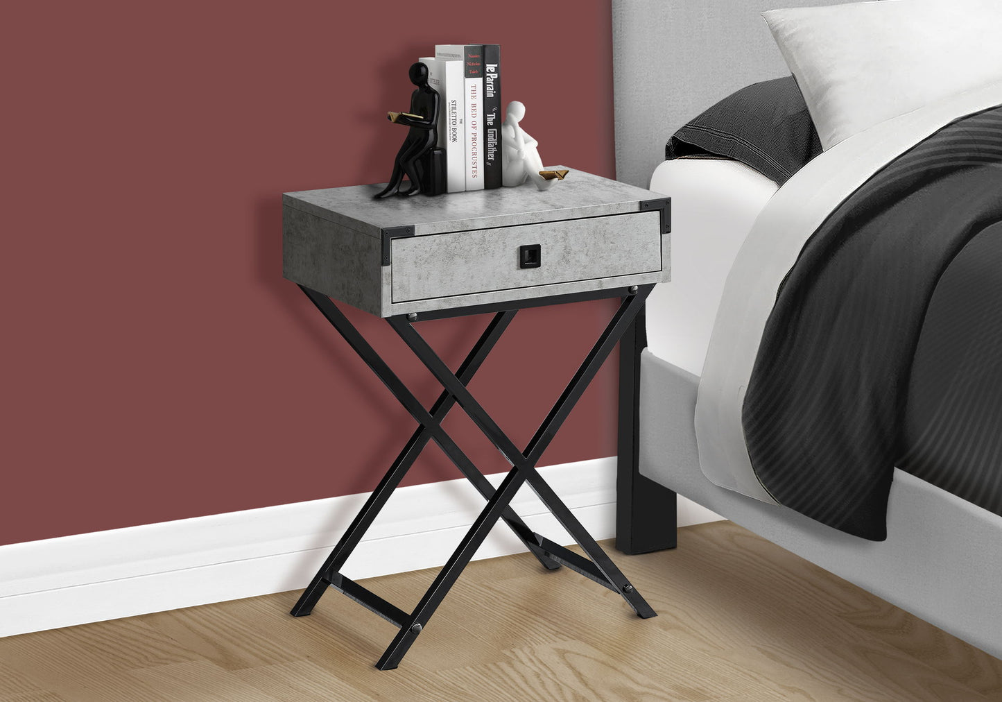 Accent Side Table, Storage Drawer, Contemporary Convenient Design - Gray