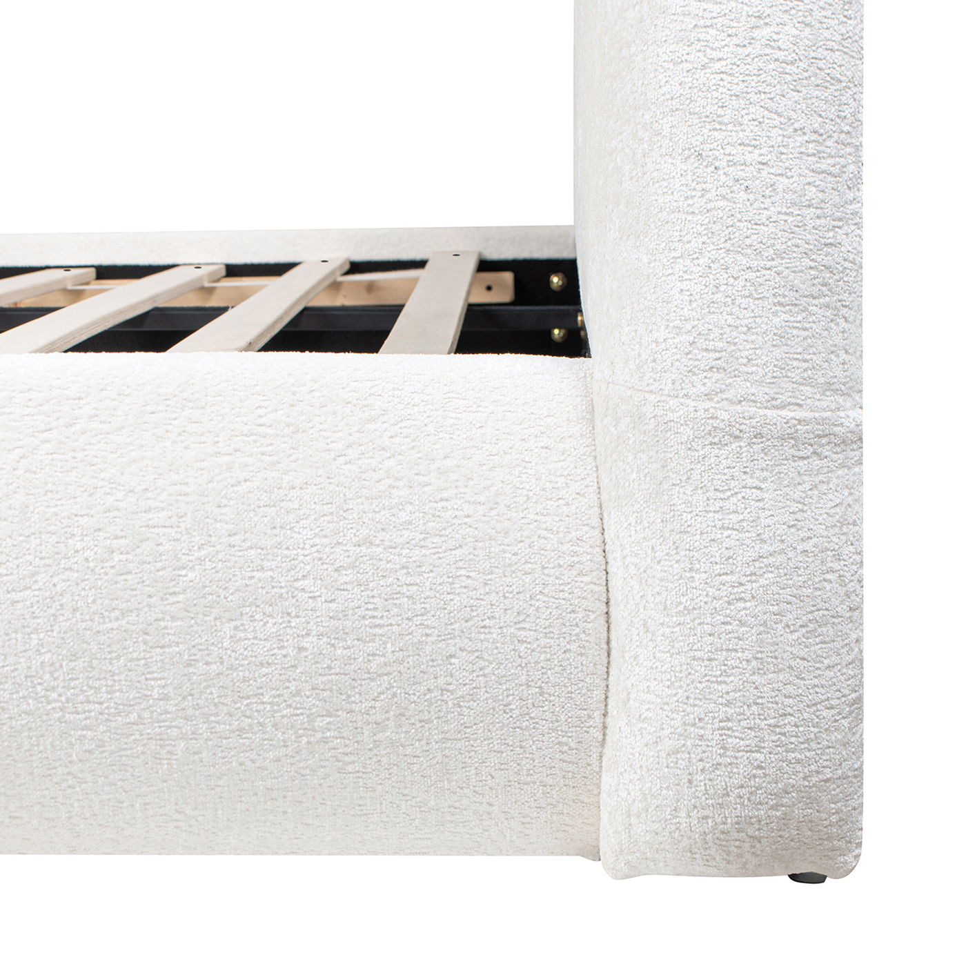 Archie Puffy Grounded - King Upholstered Platform Bed - Almond White
