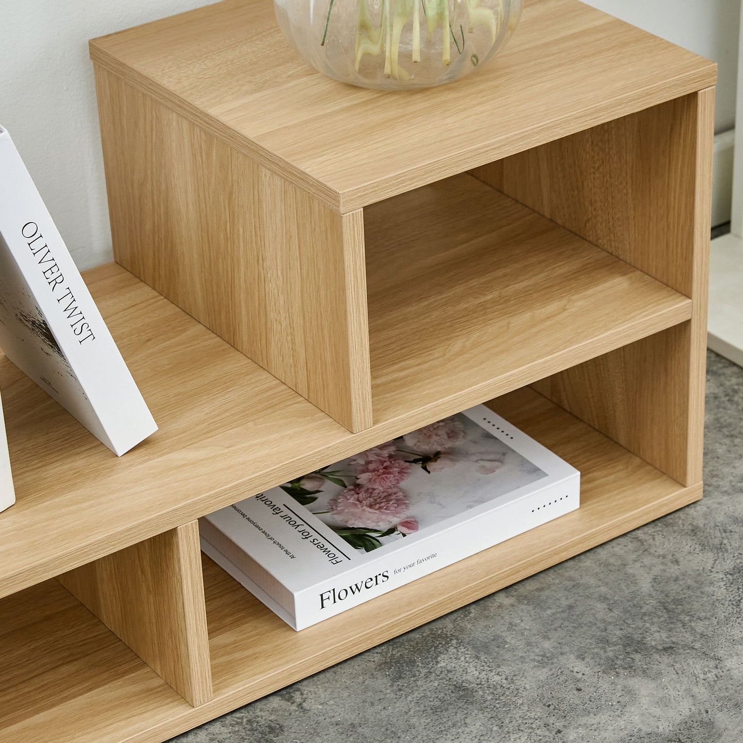 2 Piece Cube TV Stand And L Shaped Entertainment Center With Open Storage And 2 Shelves - Burly Wood