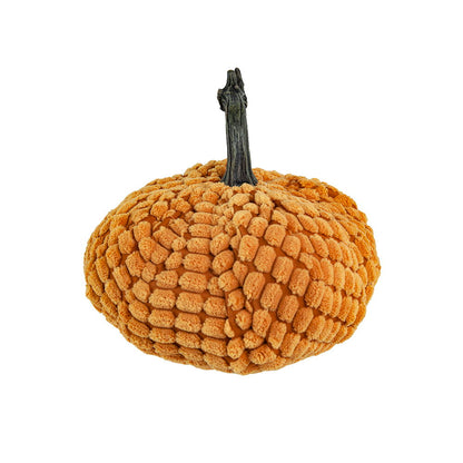 Chenille Weighted Pumpkin Ornament Decor For Holiday Harvest Festival Fall Festival & Thanksgiving (Set of 2) - Orange