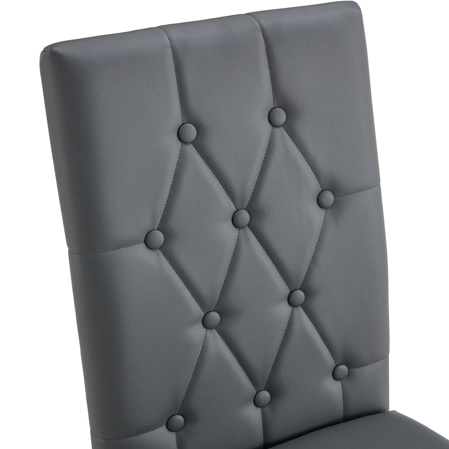 Armless Dining Chairs, Grid And Buckle Design Of The Back (Set of 4) - Gray