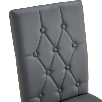 Armless Dining Chairs, Grid And Buckle Design Of The Back (Set of 4) - Gray