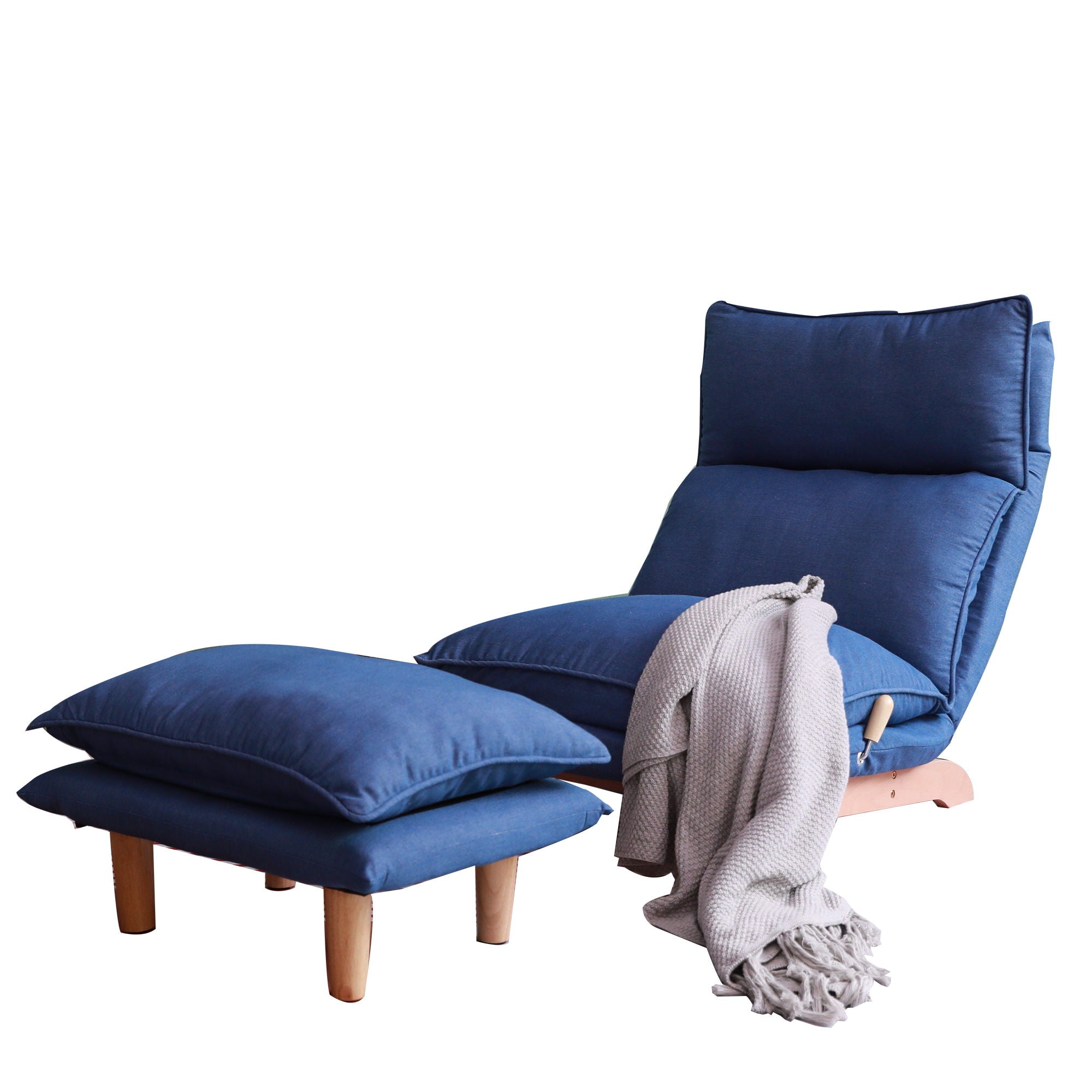 Single Lazy Sofa Chair Leisure Foldable Reclining Chair - Blue
