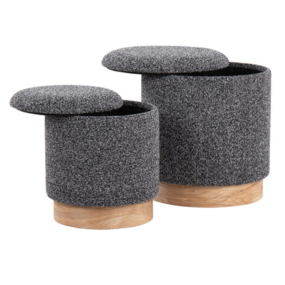 Marla - Contemporary Nesting Ottoman Set - Natural / Black